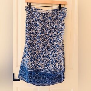 Aerie Blue Floral Strapless Mini Dress